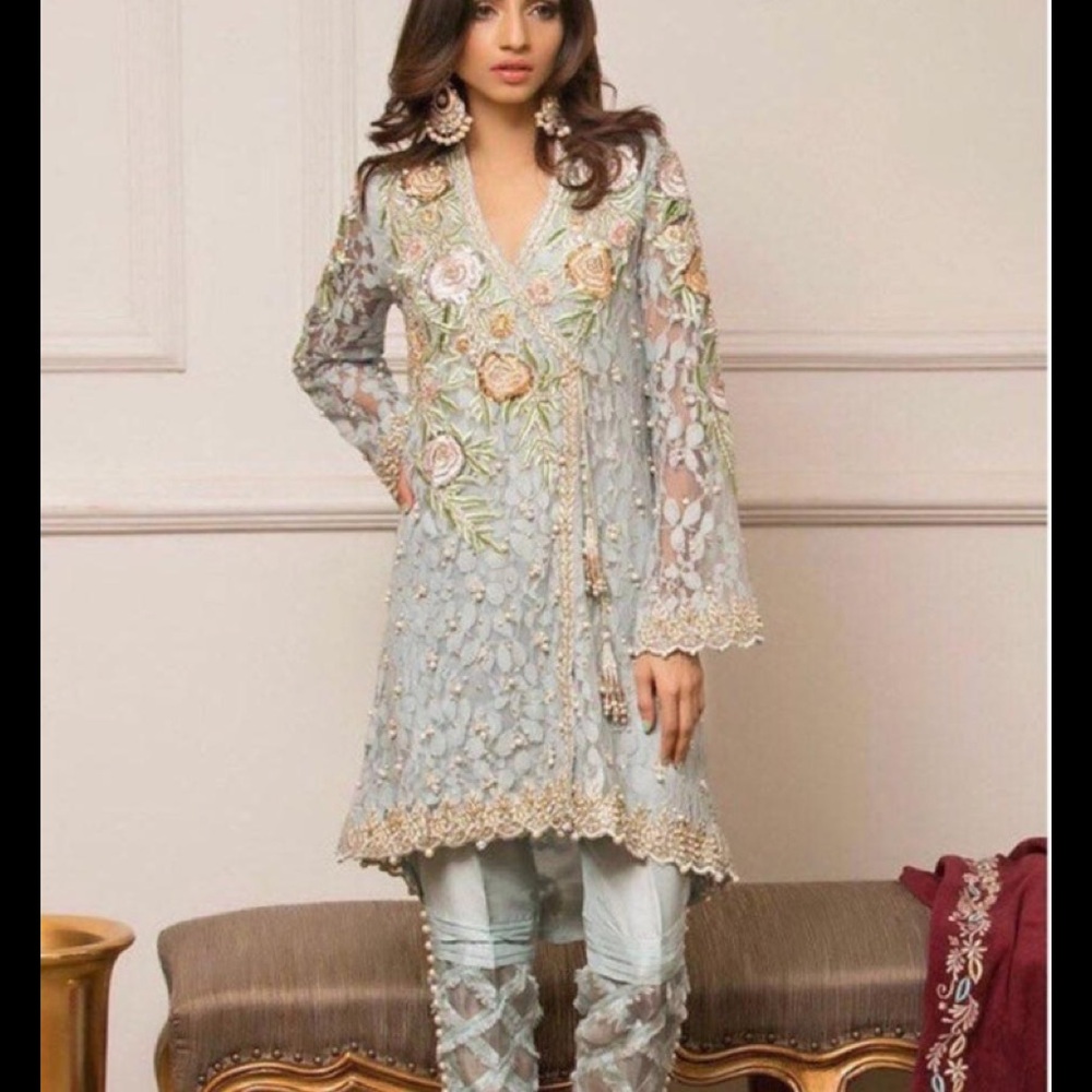 - Pakistani women embroidered organza
